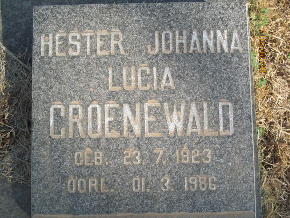 GROENEWALD Hester Johanna Lucia 1923-1986 :: GROENEWALD Christiaan 1953-1955