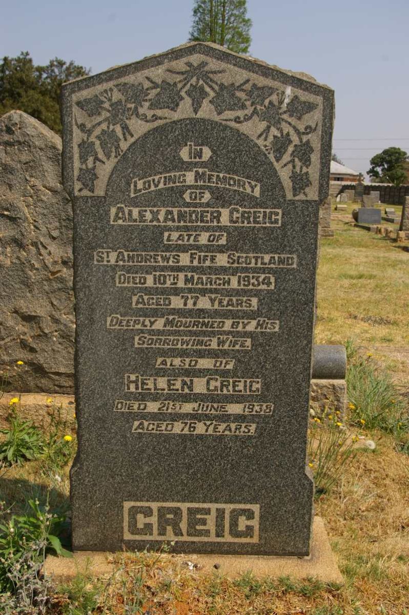 GREIG Alexander -1934 &amp; Helen -1938