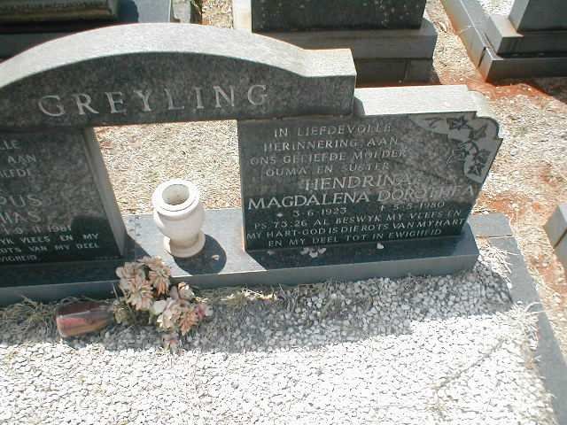 GREYLING Hendrina Magdalena Dorothea 1923-1980