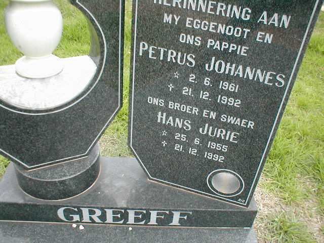 GREEFF Petrus Johannes 1961-1992 :: GREEFF Hans Jurie 1955-1992