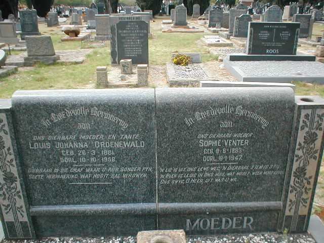 GROENEWALD Louis Johanna 1881-1956 :: VENTER Sophie 1883-1947