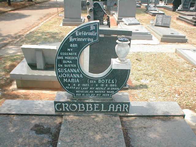 GROBBELAAR Susanna Johanna Maria nee BOTES 1923-1985
