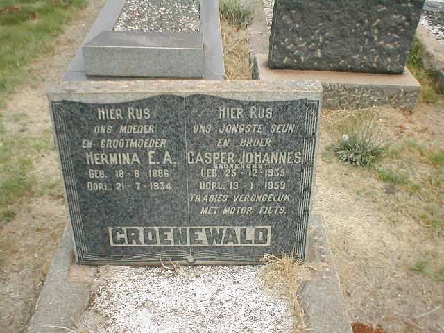 GROENEWALD Casper Johannes 1935-1949 :: GROENEWALD Hermina E.A. 1886-1934