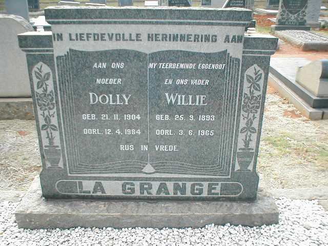 GRANGE Willie, la 1893-1965 &amp; Dolly 1904-1984