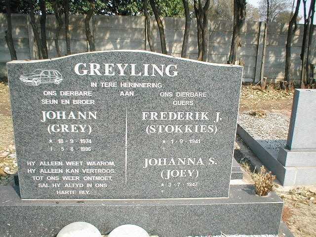 GREYLING Frederik J. 1941- &amp; Johanna S. 1947- :: GREYLING Johann 1974-1996