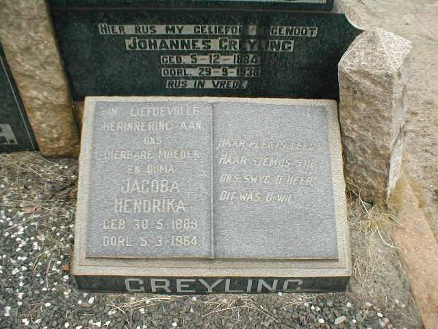 GREYLING Johannes 1884-1938 &amp; Jacoba Hendrika 1889-1964