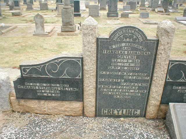 GREYLING Franziena Barmadiena 1864-1918 :: GREYLING Hermanus Stephanus 1883-1928