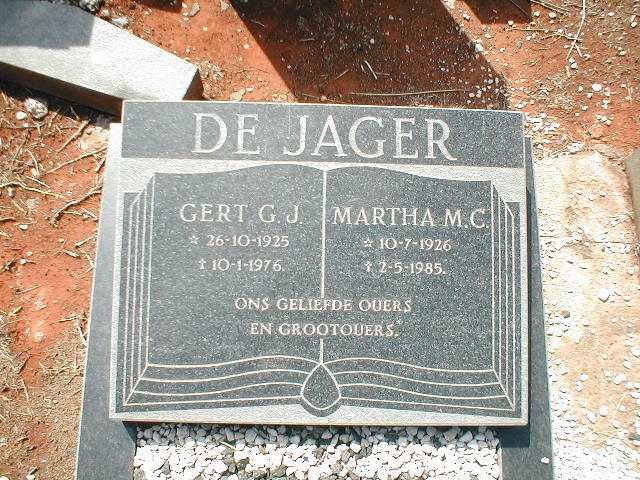 JAGER Gert G.J., de 1925-1976 &amp; Martha M.C. 1926-1985