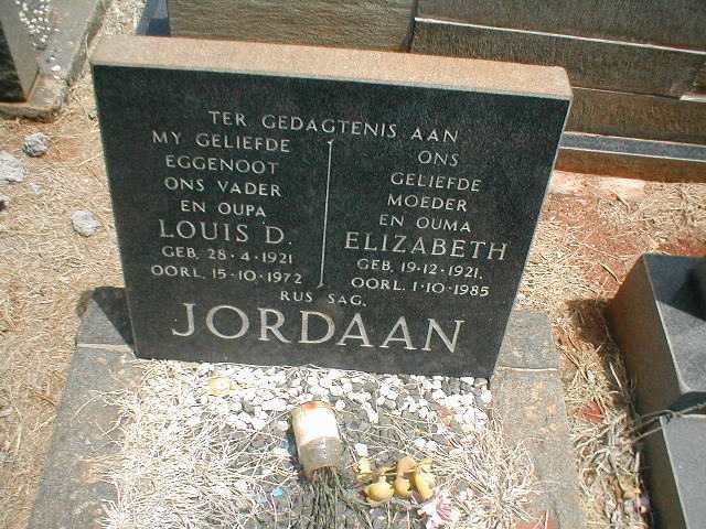 JORDAAN Louis D. 1921-1972 &amp; Elizabeth 1921-1985