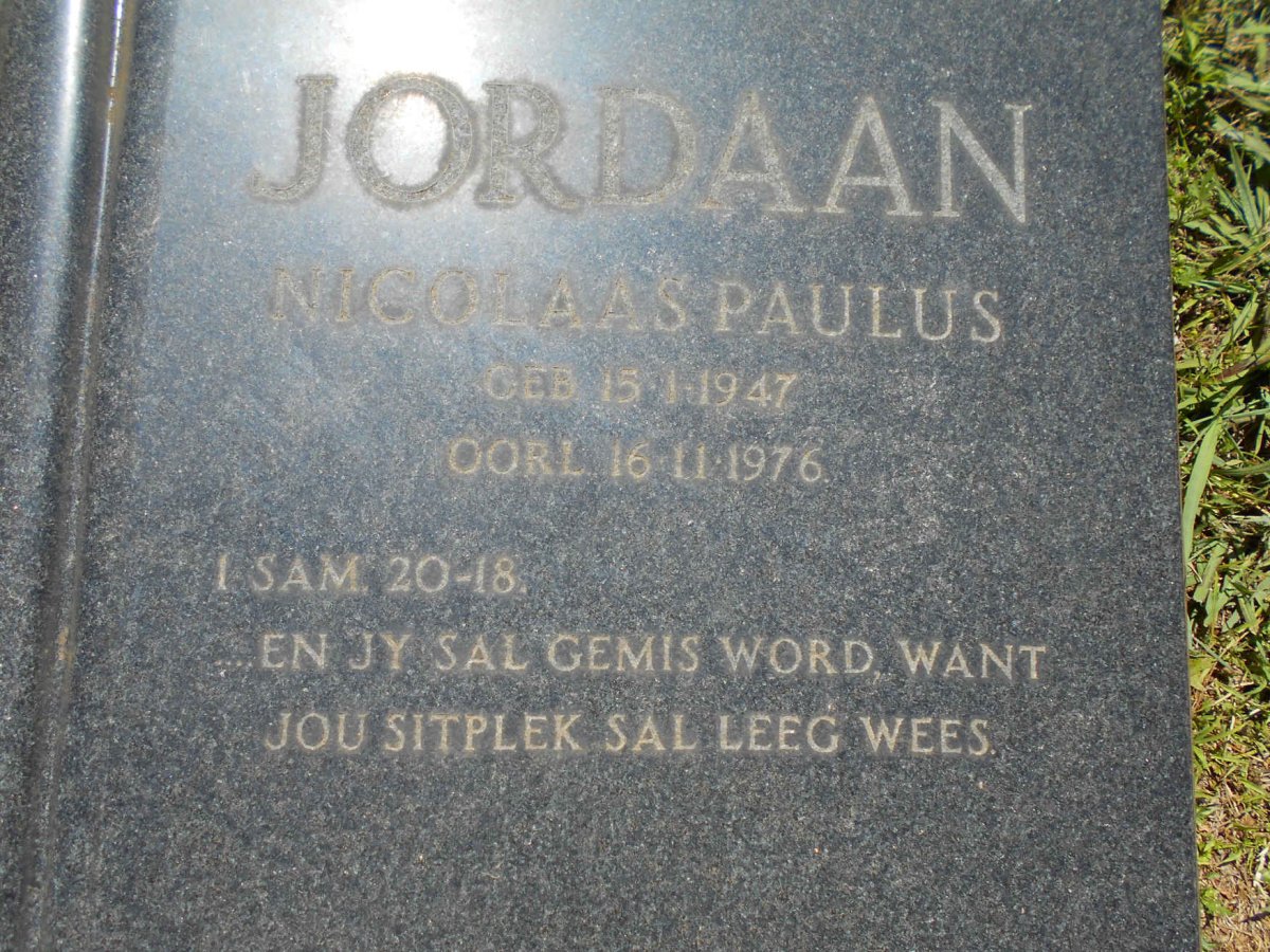 JORDAAN Nicolaas Paulus 1947-1976 :: JORDAAN Elmarí 1972-1978
