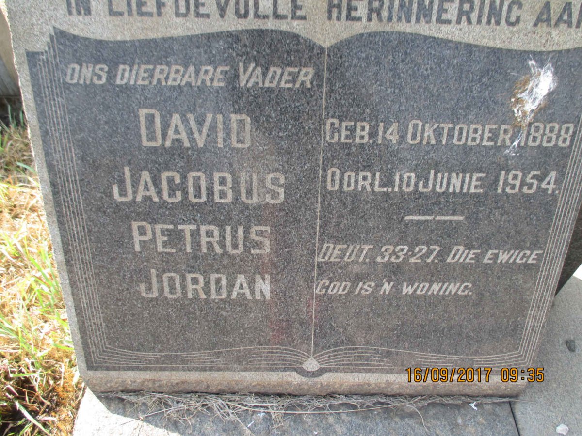 JORDAN David Jacobus Petrus 1888-1954 &amp; Daniel Johannes PARSONS 1896-1951