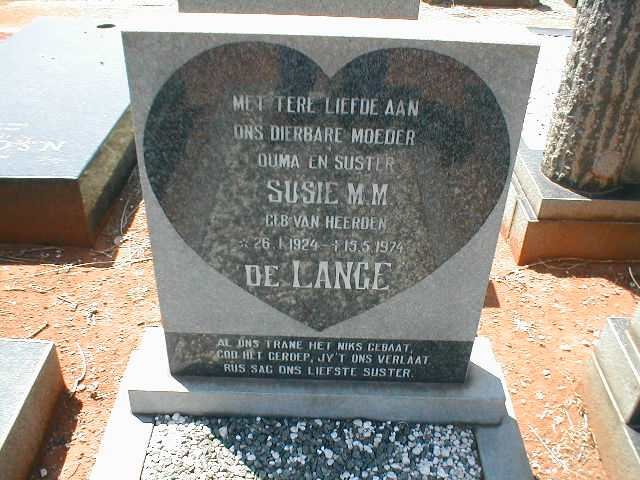 LANGE Susie M.M., de nee VAN HEERDEN 1924-1974