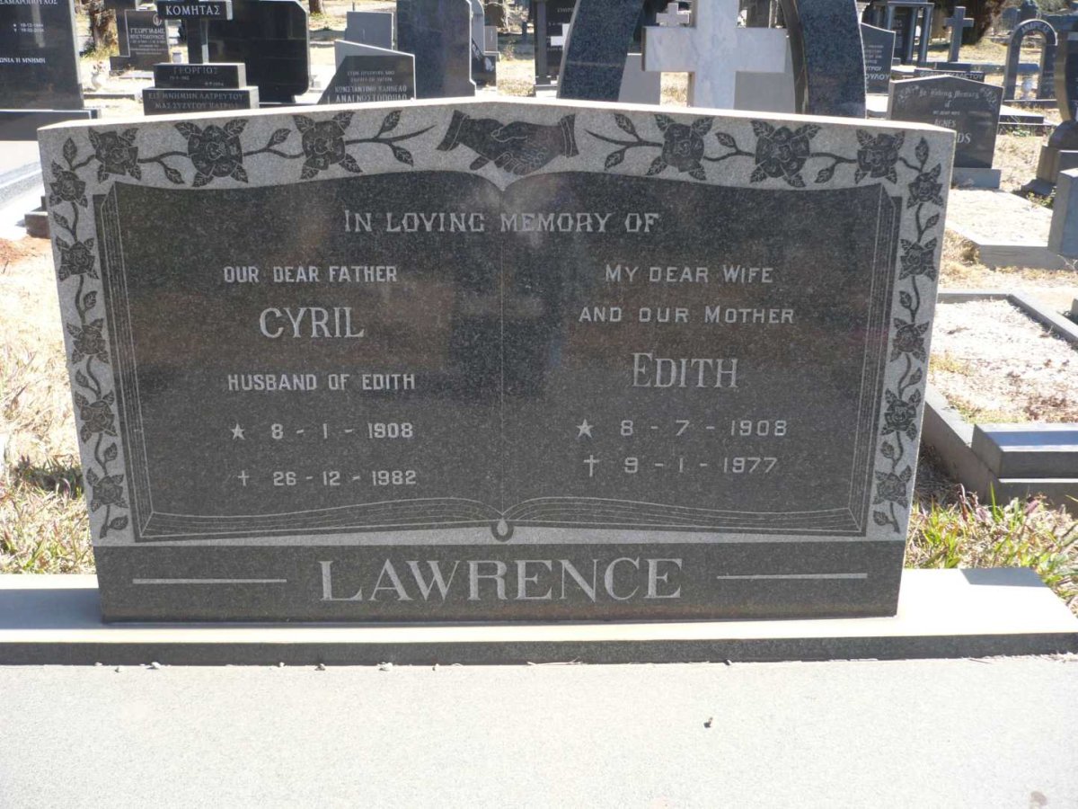 LAWRENCE Cyril 1908-1982 &amp; Edith 1908-1977