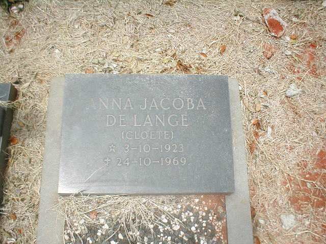 LANGE Anna Jacoba, de  nee CLOETE 1923-1969