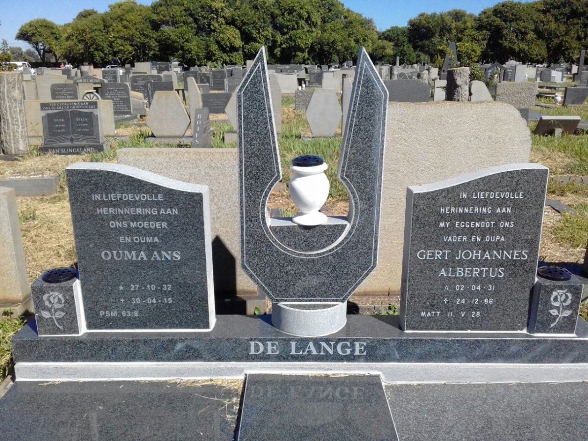LANGE Gert Johannes Albertus, de 1931-1986 &amp; Ans 1932-2015
