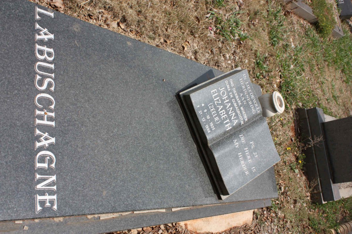 LABUSCHAGNE Johanna Elizabeth nee ZEELIE 1925-1998