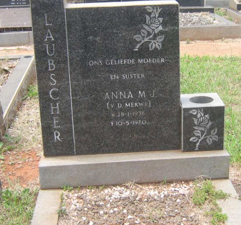 LAUBSCHER Anna M.J. nee V.D. MERWE 1936-1970