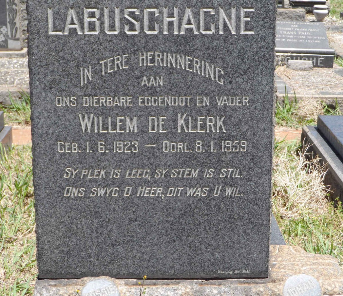 LABUSCHAGNE Willem de Klerk 1923-1959