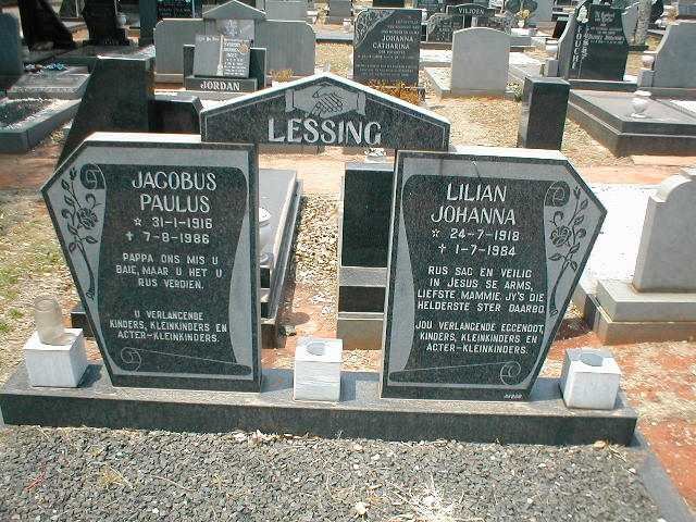 LESSING Jacobus Paulus 1916-1986 &amp; Lilian Johanna 1918-1984