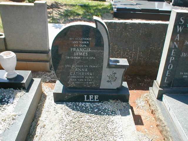 LEE Francis James 1908-1974 &amp; Anna Cathrina DICKS nee VAN WYK 1916-1974