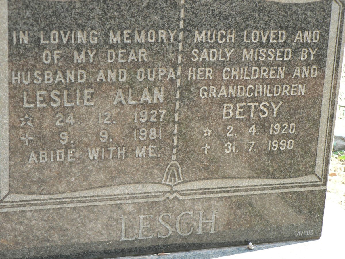 LESCH Leslie Alan 1927-1981 &amp; Betsy 1920-1990