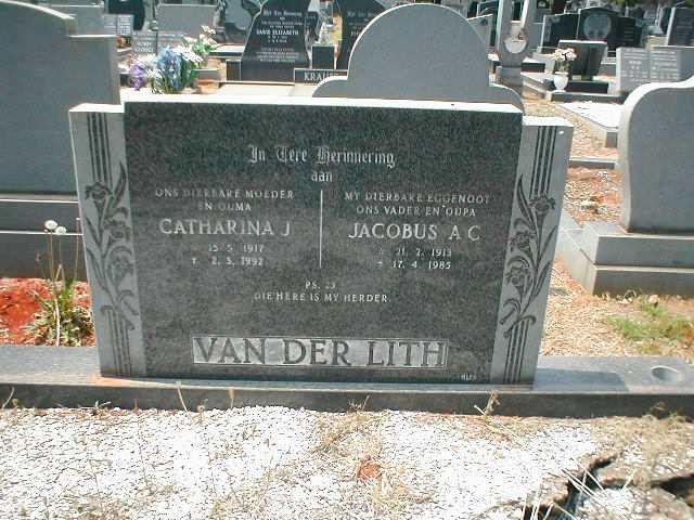 LITH Jacobus A.C., van der 1913-1985 &amp; Catharina J. 1917-1992