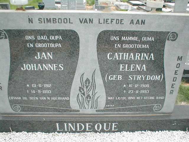 LINDEQUE Jan Johannes 1912-1993 &amp; Catharina Elena STRYDOM 1908-1993
