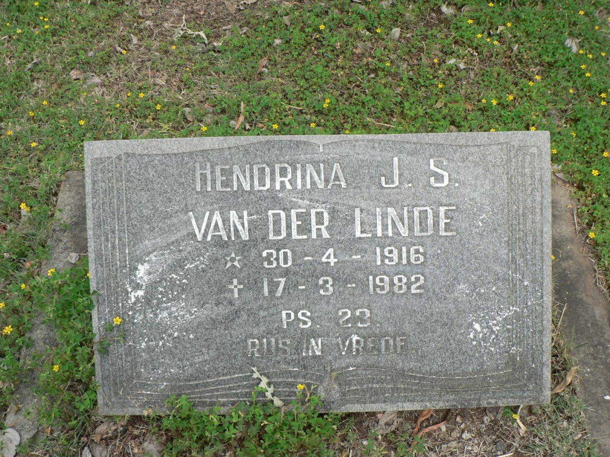 LINDE Hendrina J.S., van der 1916-1982