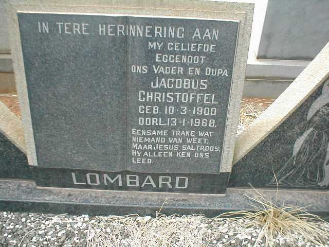 LOMBARD Jacobus Christoffel 1900-1968