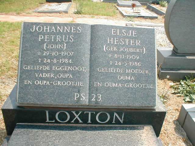 LOXTON Johannes Petrus 1907-1984 &amp; Elsje Hester JOUBERT 1909-1986