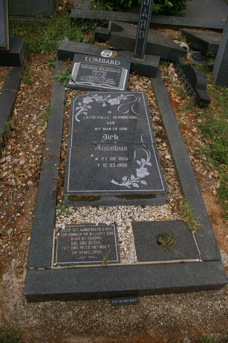 LOMBARD Dirk Jacobus 1955-1998 :: LOMBARD Hendrina Wilhelmina ?-1981