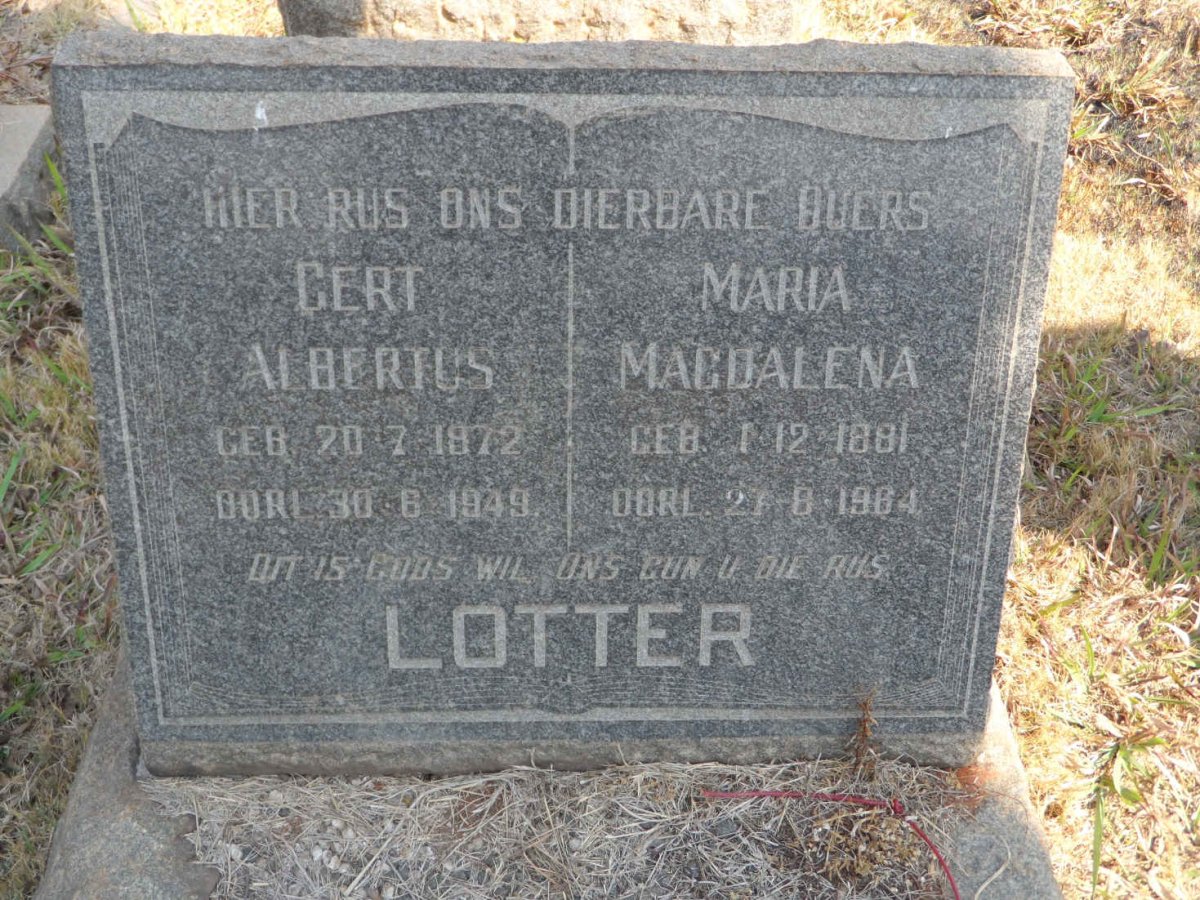 LOTTER Gert Albertus 1872-1949 &amp; Maria Magdalena 1881-1964
