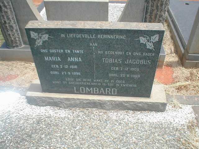 LOMBARD Tobias Jacobus 1905-1969 &amp; Maria Anna 1910-1996