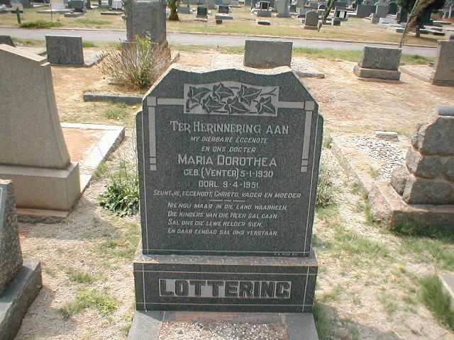 LOTTERING Maria Dorothea nee VENTER 1930-1951