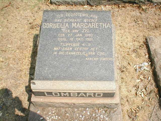 LOMBARD Cornelia Margaretha nee VAN ZYL 1880-1951