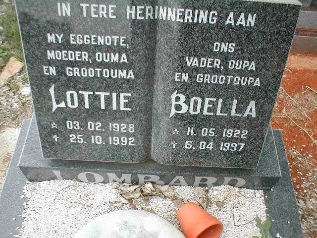 LOMBARD Boella 1922-1997 &amp; Lottie 1928-1992
