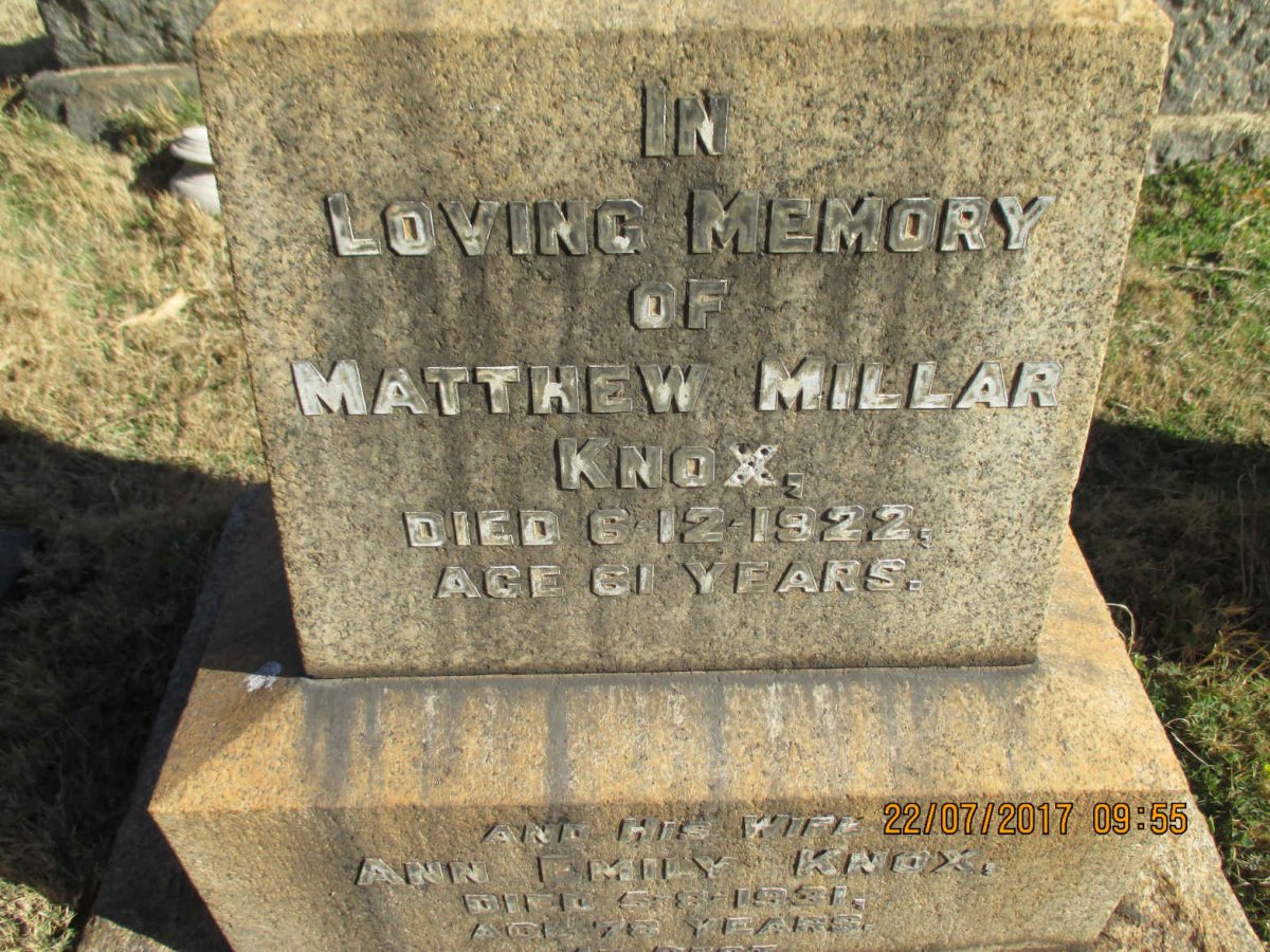 KNOX Matthew Millar -1922 &amp; Ann Emily -1931