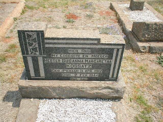 KOSSATZ Hester Susanna Margaretha nee PIENAAR 1912-1944