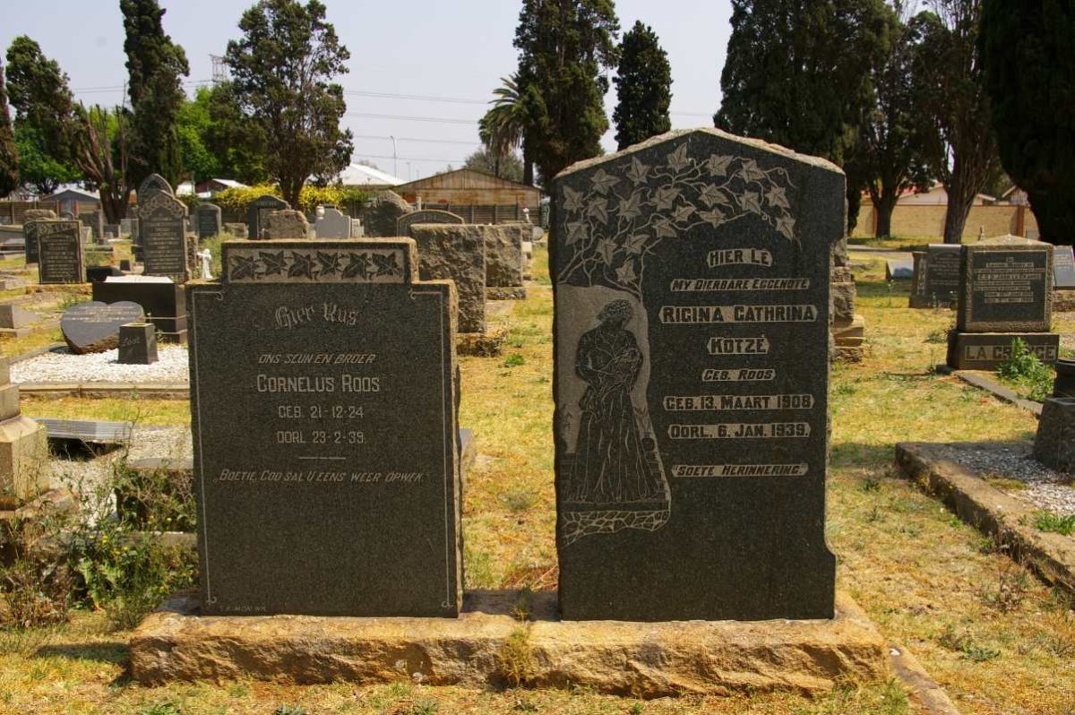 KOTZÉ Rigina Cathrina nee ROOS 1908-1939 :: ROOS Cornelius 1924-1939