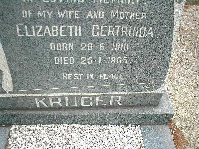 KRUGER Elizabeth Gertruida 1910-1965