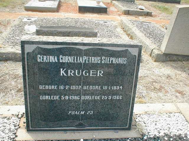 KRUGER Petrus Stephanus 1894-1966 &amp; Gertina Cornelia 1902-1986