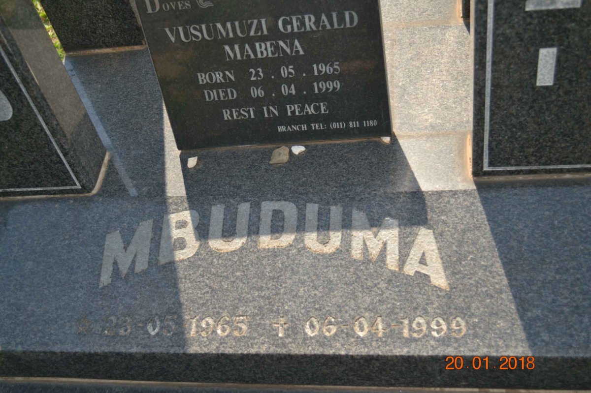 MBUDUMA Vusumuzi Gerald Mabena 1965-1999