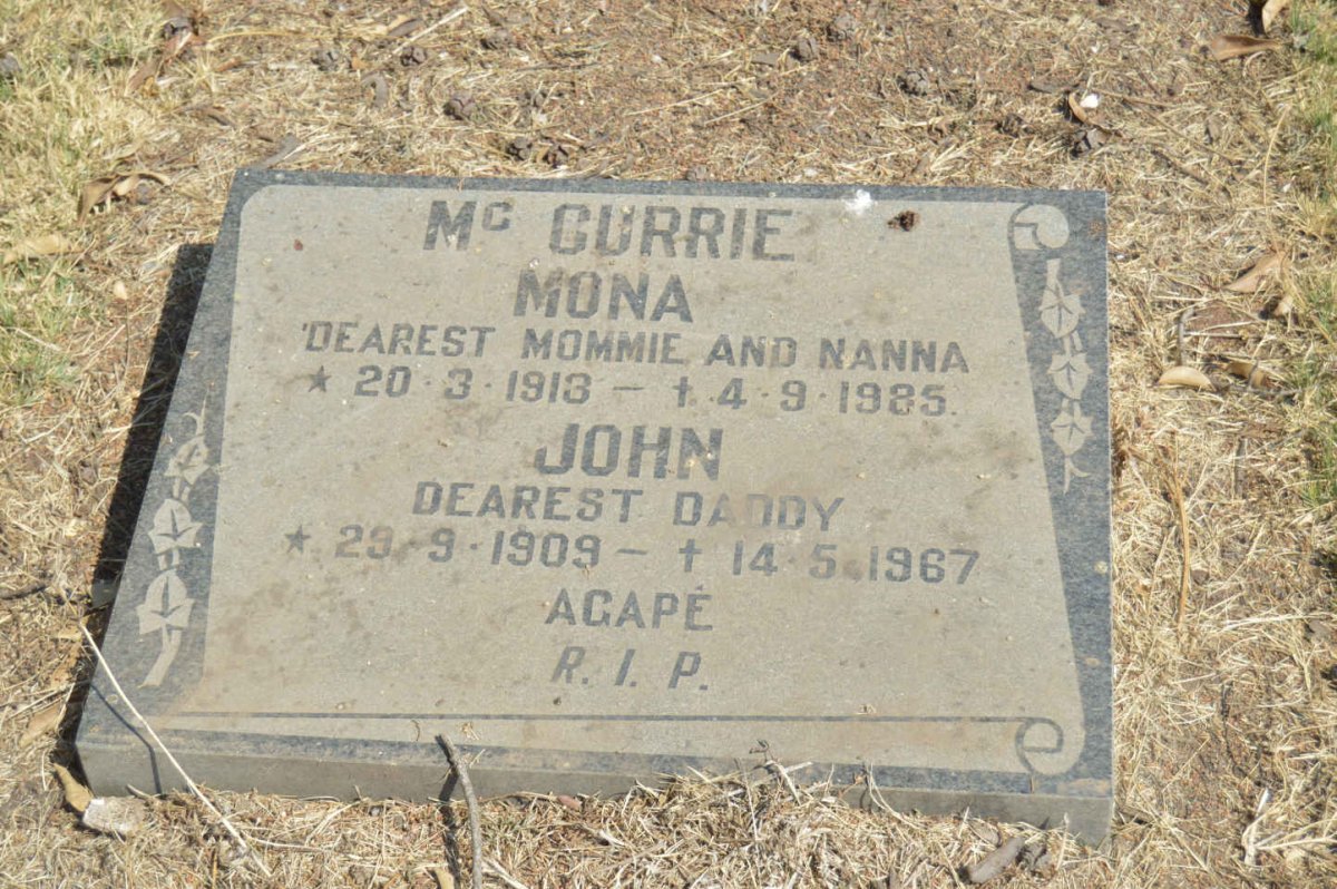 McCURRIE Arthur -1959 &amp; Sally -1970 :: McCURRIE John 1909-1967 &amp; Mona 1913-1985