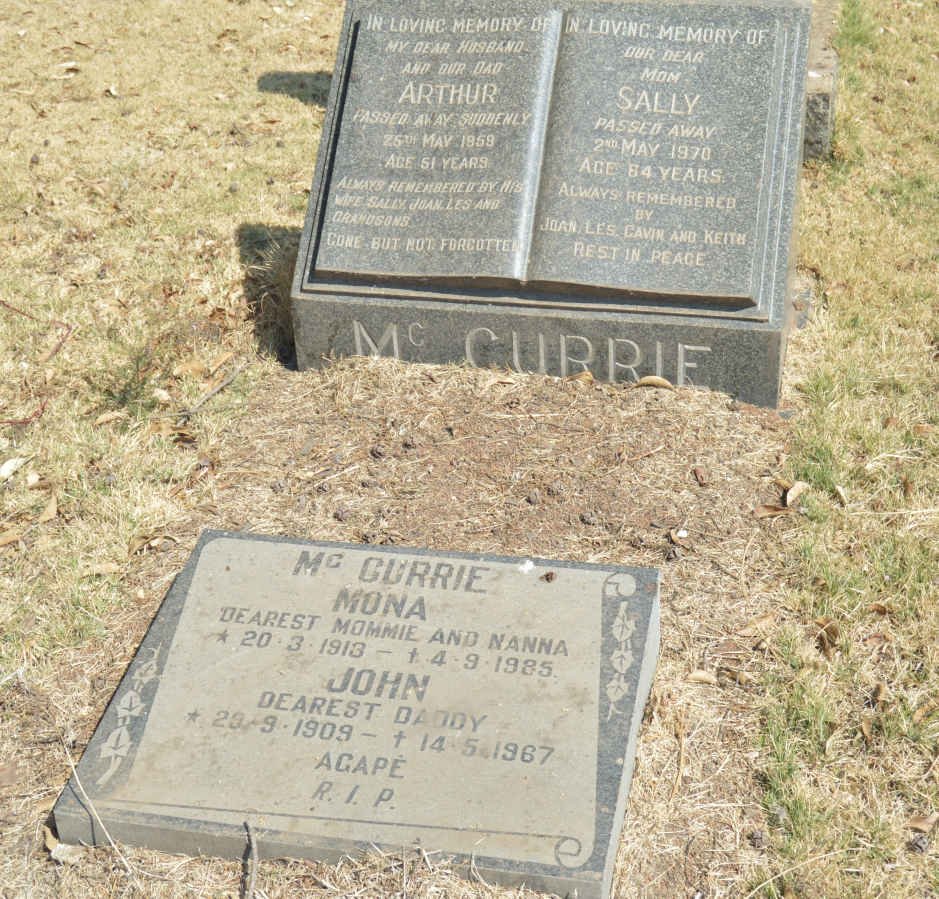 McCURRIE Arthur -1959 &amp; Sally -1970 :: McCURRIE John 1909-1967 &amp; Mona 1913-1985