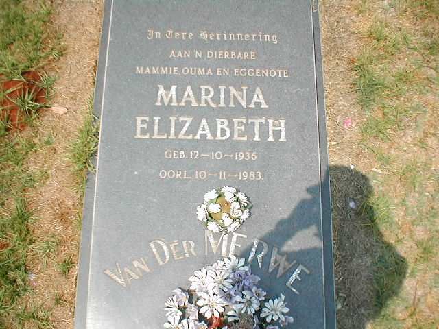 MERWE Marina Elizabeth, van der 1936-1983
