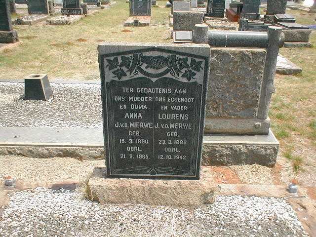 MERWE Lourens, J. v.d. 1888-1942 &amp; Anna 1890-1965