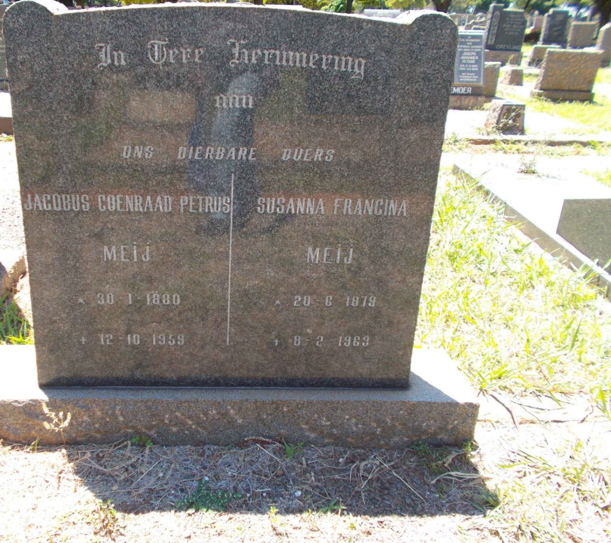 MEIJ Jacobus Coenraad Petrus 1880-1959 &amp; Susanna Francina 1879-1963