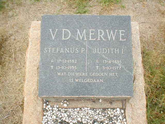 MERWE Stefanus P., v.d. 1882-1935 &amp; Judith I. 1885-1977