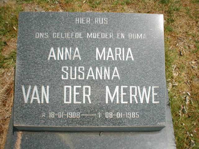 MERWE Anna Maria Susanna, van der 1908-1985