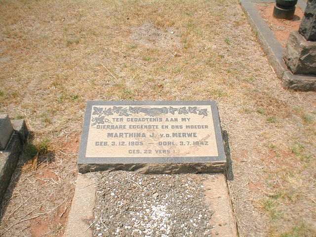 MERWE Marthina J., v.d. 1905-1942